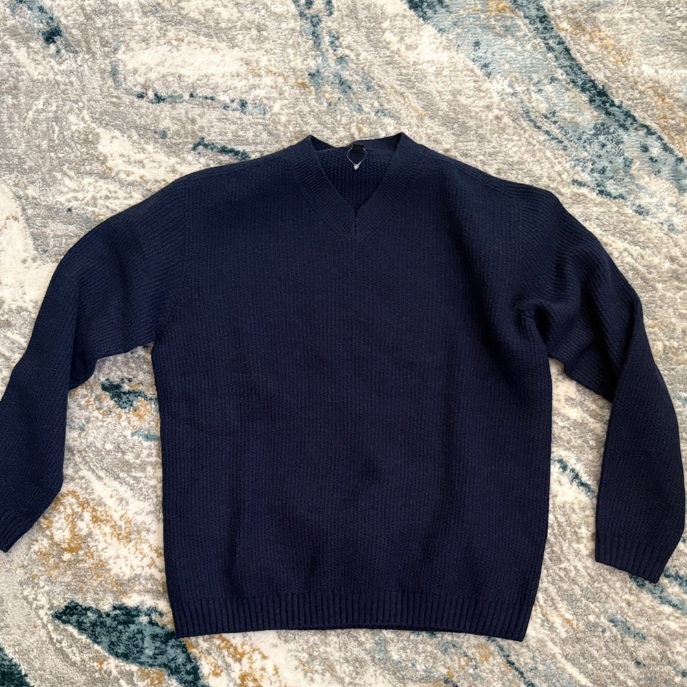 Men's Navy V-Neck Sweater Uniqlo